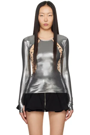 Marine Serre Silver Paneled Long Sleeve T-Shirt