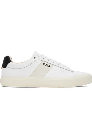 HUGO BOSS White Cupsole Contrast Band Sneakers