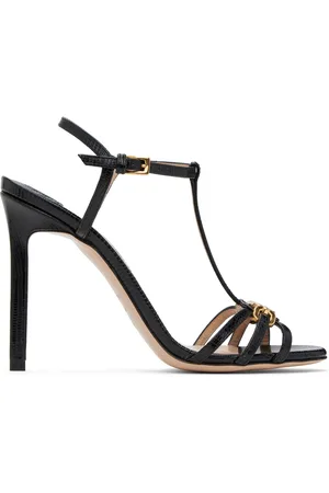 Tom Ford Black Stamped Lizard Whitney Heeled Sandals