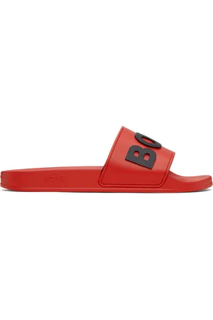 HUGO BOSS Red Raised Logo Slides