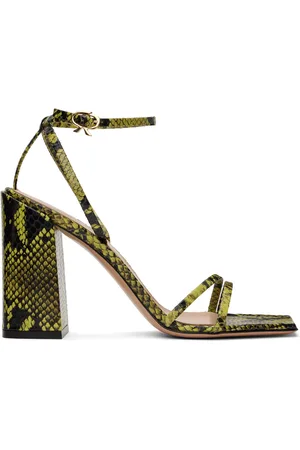 Gianvito Rossi Green & Black Snakeskin Heeled Sandals