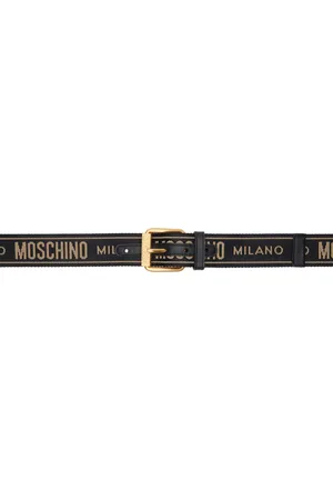 Moschino Black Jacquard Logo Belt