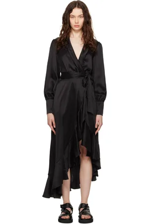 ZIMMERMANN Black Wrap Midi Dress