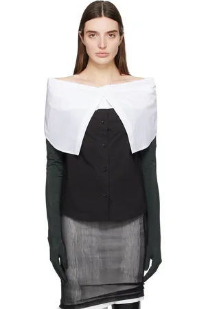 Maison Margiela Black & White Off-The-Shoulder Blouse