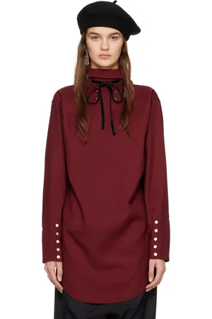 Maison Margiela Burgundy Self-Tie Blouse