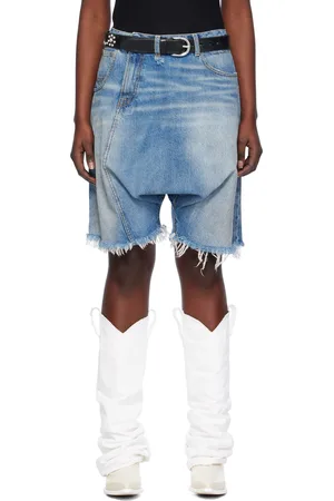 R13 SSENSE Exclusive Blue Twister Denim Shorts