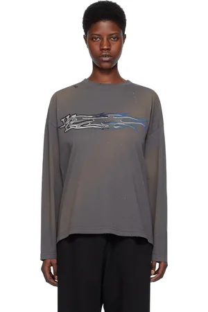 We11 Done Gray Printed Long Sleeve T-Shirt