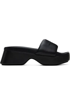 Alexander Wang Black Platform Sheep Leather Float Slides