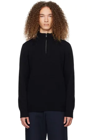 Sunspel Navy Half-Zip Sweater