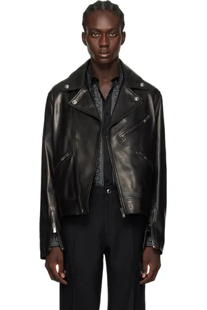 Versace leather jacket outlet mens price