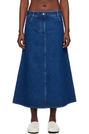 STUDIO NICHOLSON Indigo A-Line Denim Maxi Skirt