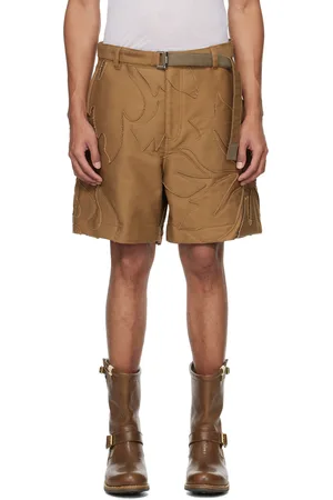SACAI Tan Embroidered Shorts