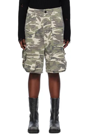 We11 Done Khaki Camo Shorts