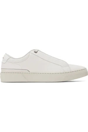 HUGO BOSS White Grained Leather Sneakers