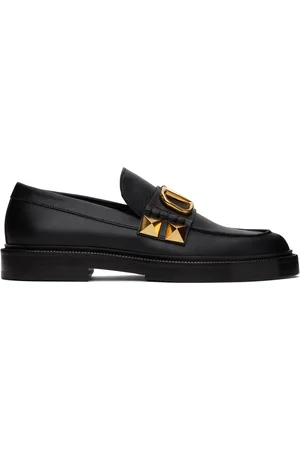 VALENTINO GARAVANI Black Stud Sign Loafers