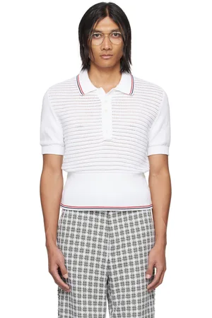 Thom Browne White Striped Polo
