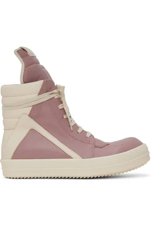 Rick Owens Pink & Off-White Geobasket Sneakers