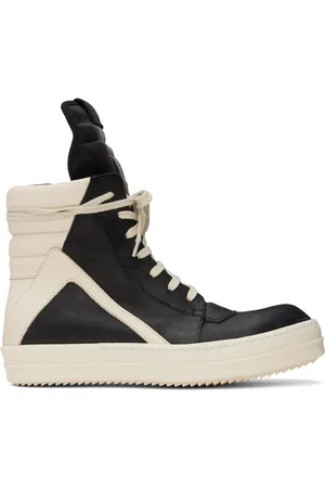 Rick Owens Black & Off-White Geobasket Sneakers