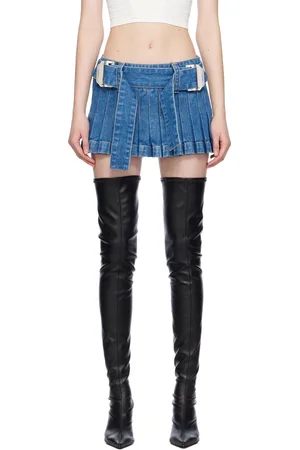 DION LEE Blue Darted Denim Miniskirt