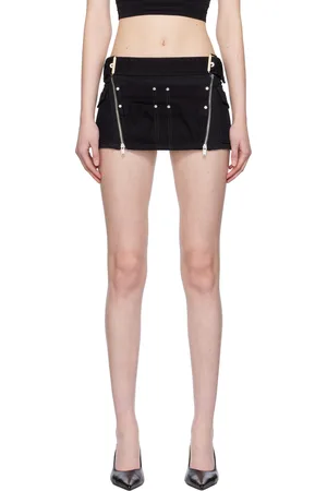 DION LEE Black Toolbelt Denim Miniskirt