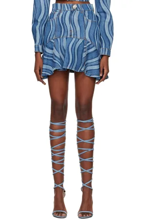 AREA Blue Sunray Denim Miniskirt