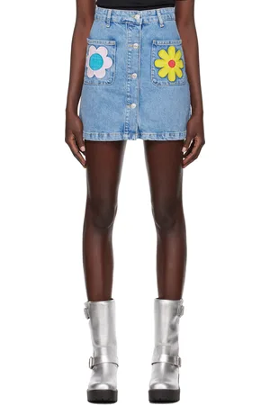Moschino Blue Flowers Denim Miniskirt