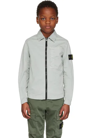 Stone Island Kids Gray Zip Shirt