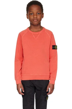 Stone Island Kids Orange Garment-Dyed Sweatshirt