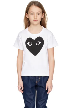 Comme des Garçons Kids White Large Black Heart T-Shirt