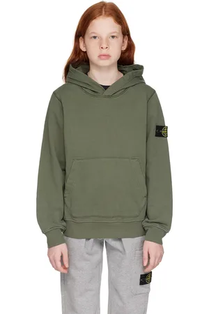 Stone Island Kids Green Patch Hoodie