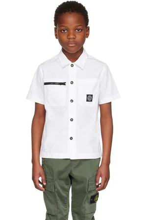 Stone Island Kids White Button Up Shirt