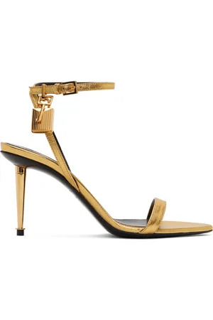 Tom Ford Gold Padlock Pointy Naked Heeled Sandals