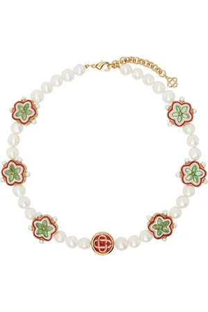 Casablanca White & Gold Gradient Flower Short Necklace