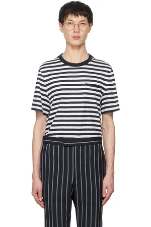 Thom Browne Navy Striped Pocket T-Shirt