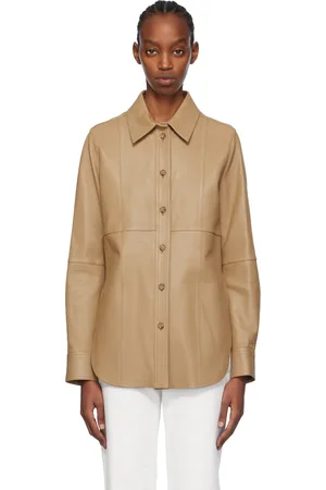 Totême Tan Slim Leather Shirt