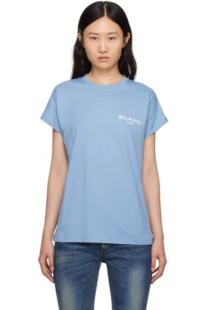 Balmain Blue Flocked T-Shirt