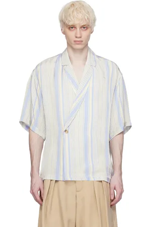King & Tuckfield Off-White Notch Collar Wrap Shirt