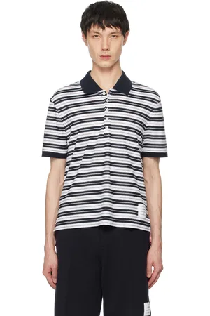 Thom Browne Navy Striped Polo