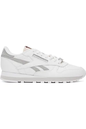 Reebok White & Gray Classic Leather Sneakers