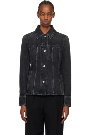 Salvatore Ferragamo Black Spread Collar Denim Shirt