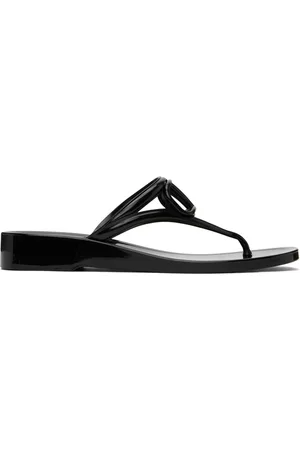 VALENTINO GARAVANI Black VLogo Signature Rubber Thong Sandals
