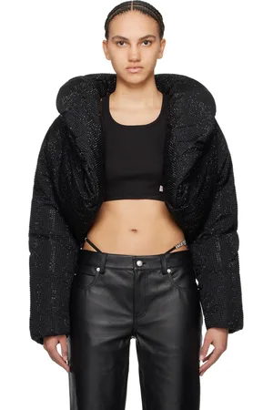 alexanderwang cropped puffer coat with reflective logo BLACK