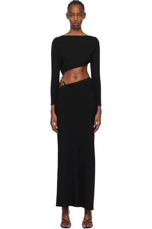 GCDS Black Asymmetric Maxi Dress