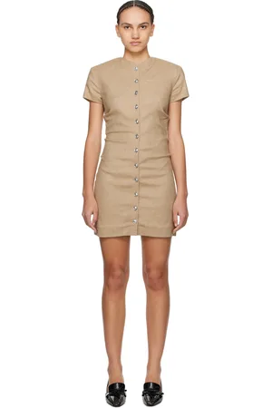 REMAIN Birger Christensen Tan Button Minidress