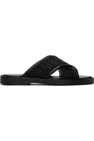 VALENTINO GARAVANI Black Toile Iconographe Sandals