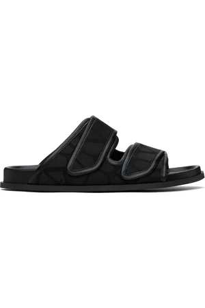 VALENTINO GARAVANI Black Toile Iconographe Sandals