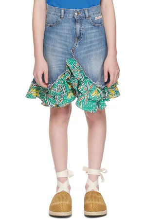 Marni Kids Blue Paneled Denim Skirt