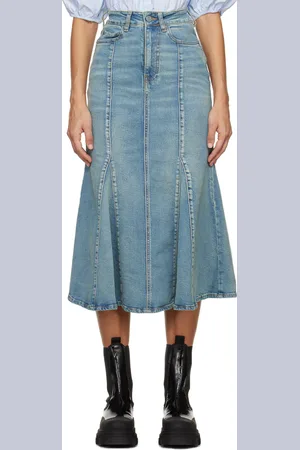 Ganni Blue Tint Denim Maxi Skirt