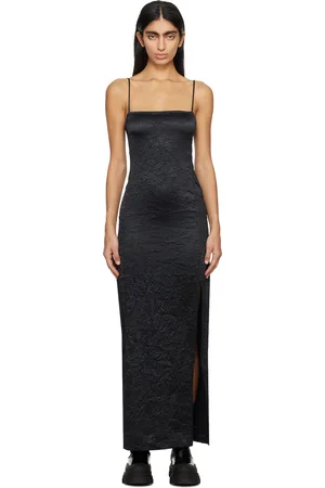 Ganni Black Crinkled Maxi Dress