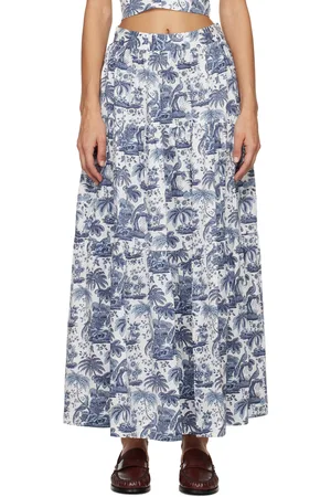 Staud Blue Idalino Maxi Skirt